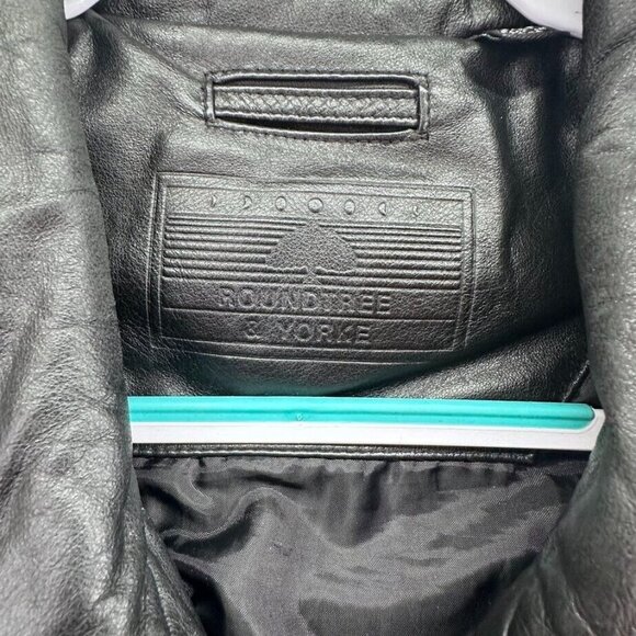 Roundtree & Yorke Jacket Mens 2 Extra Large Tall Black Leather Bomber Full Zip - Picture 5 of 12